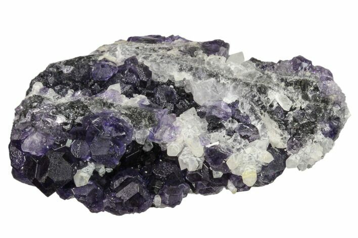 Purple Cuboctahedral Fluorite Crystals on Quartz - China #160702